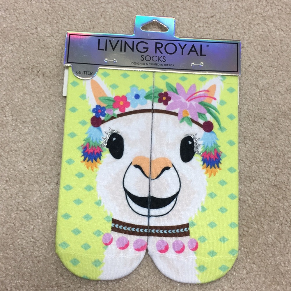 NWT Llama socks with glitter detail